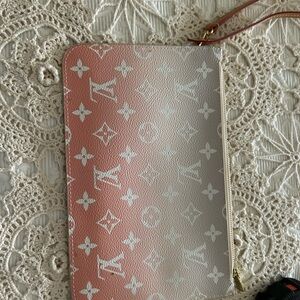 Designer-Inspired Pink Gradient Monogram Wristlet Pouch